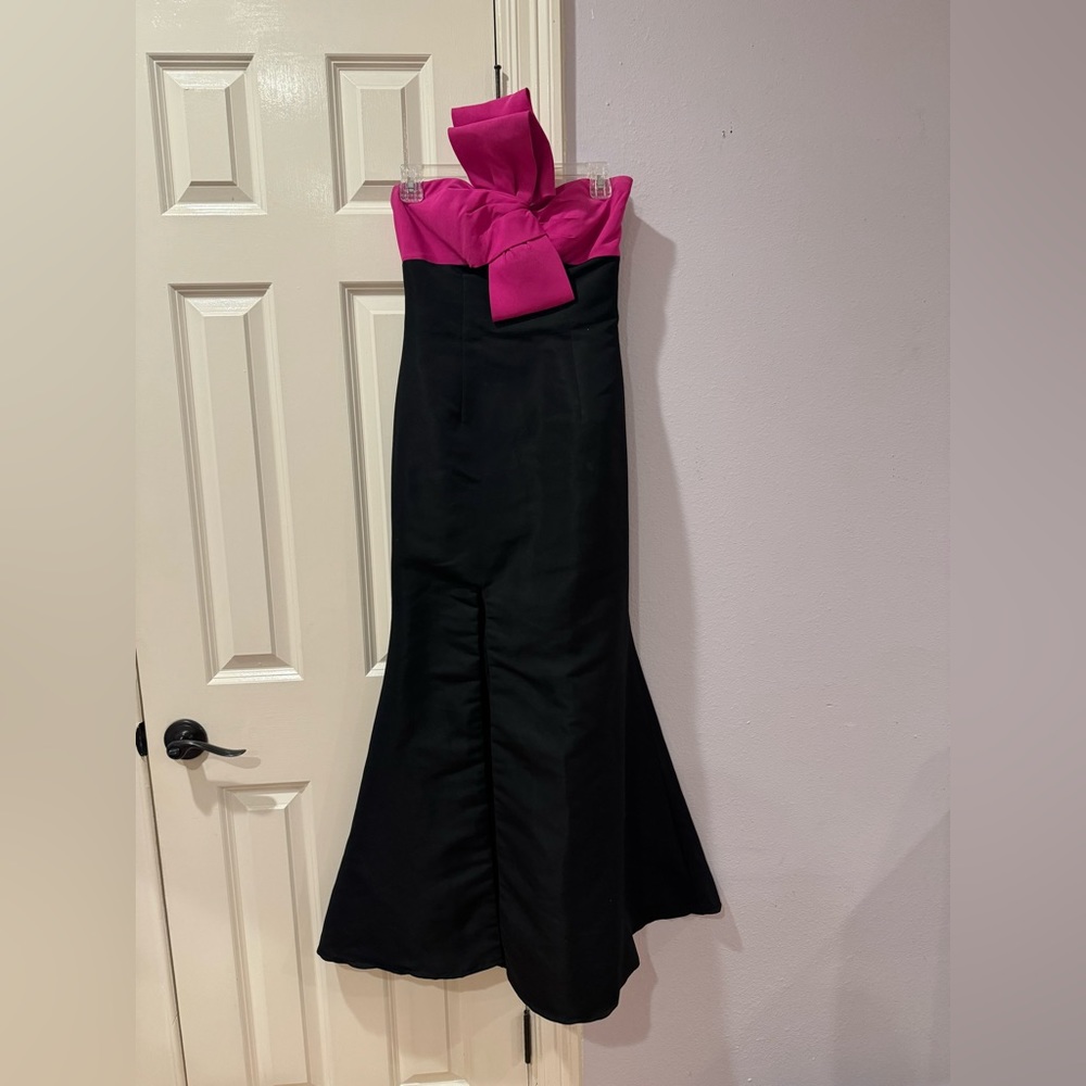 Jovani pink bow formal gown